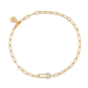 Gold Heart Lock Chain Bracelet