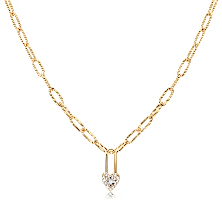 Gold Heart Lock Chain	Necklace