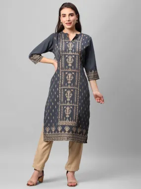 Grey Ornamental Printed Kurta