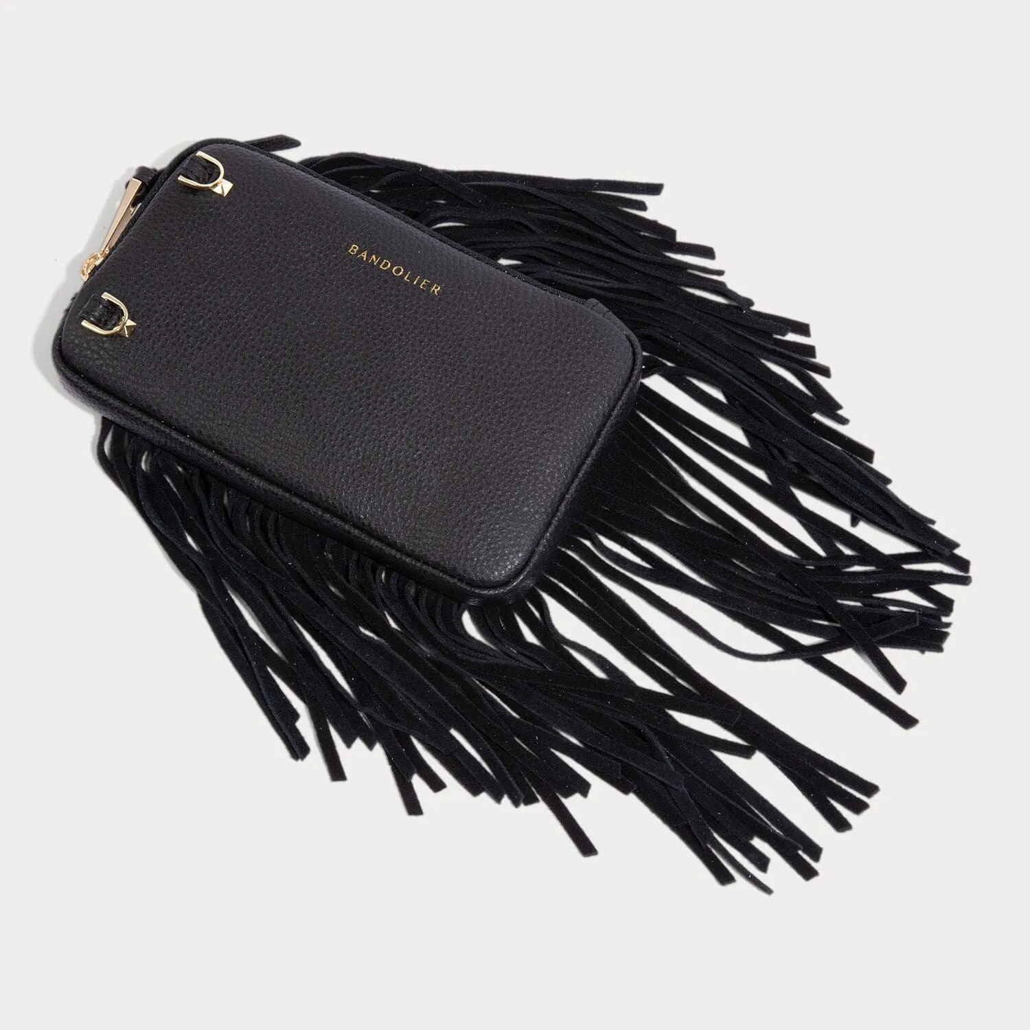 Hailey Fringe Pouch Set - Black/Gold