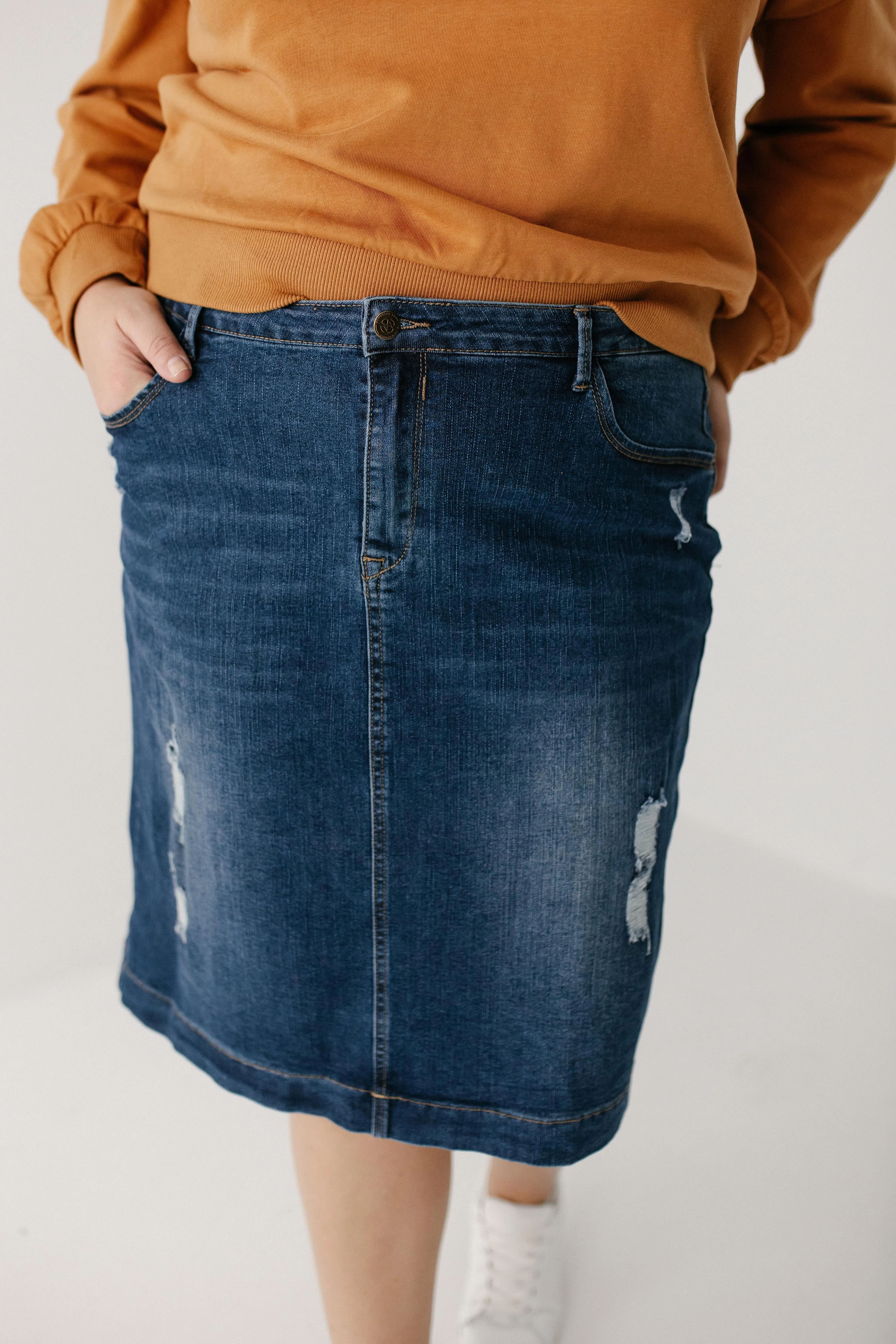 'Indie' Distressed Denim Skirt