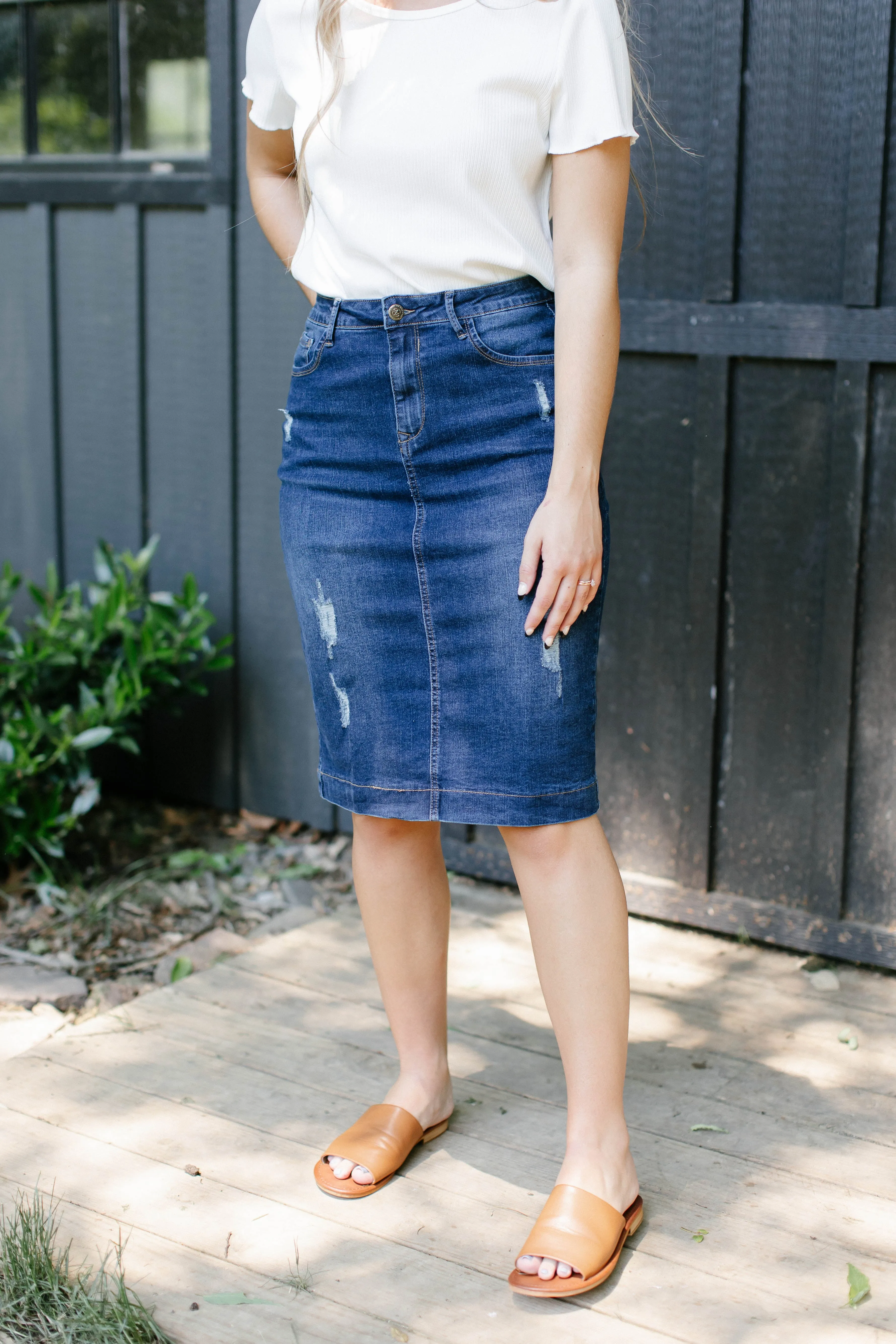 'Indie' Distressed Denim Skirt