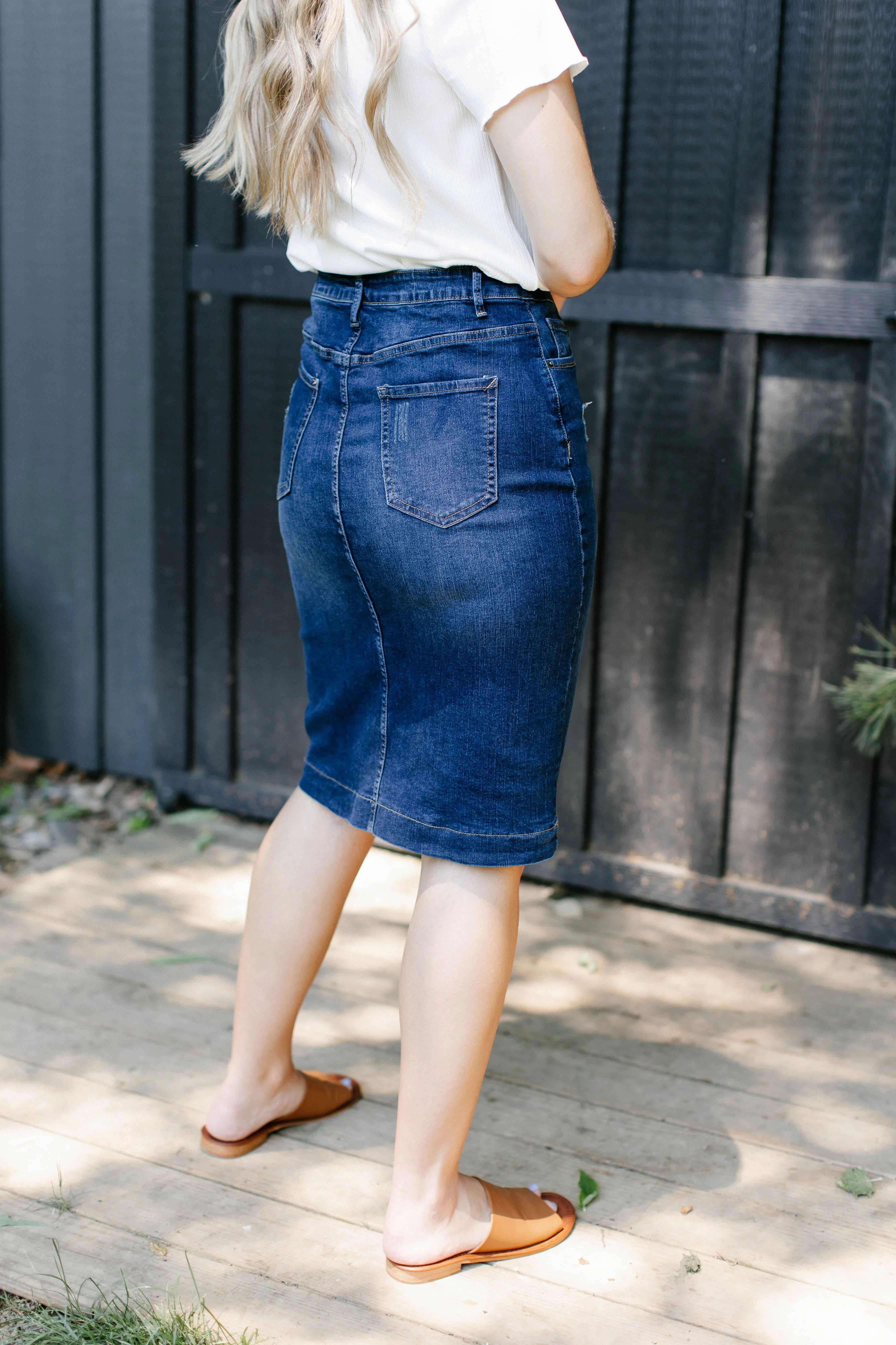 'Indie' Distressed Denim Skirt