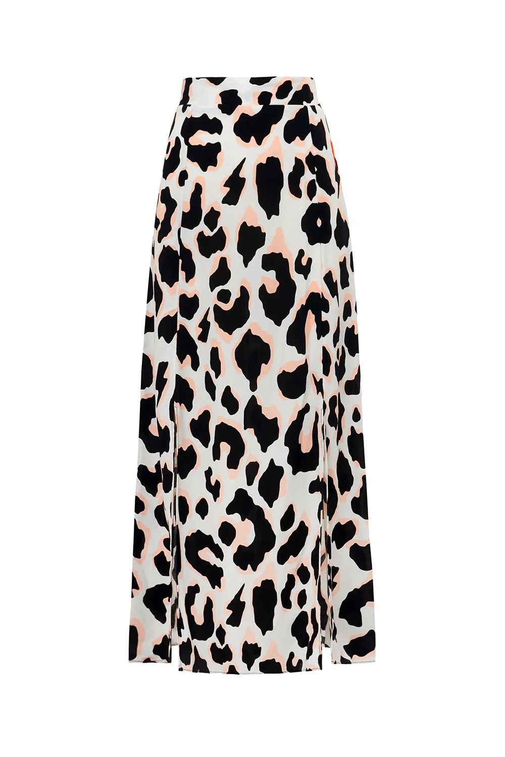 Ivory with Neutral and Black Mega Shadow Leopard Split Front Skirt