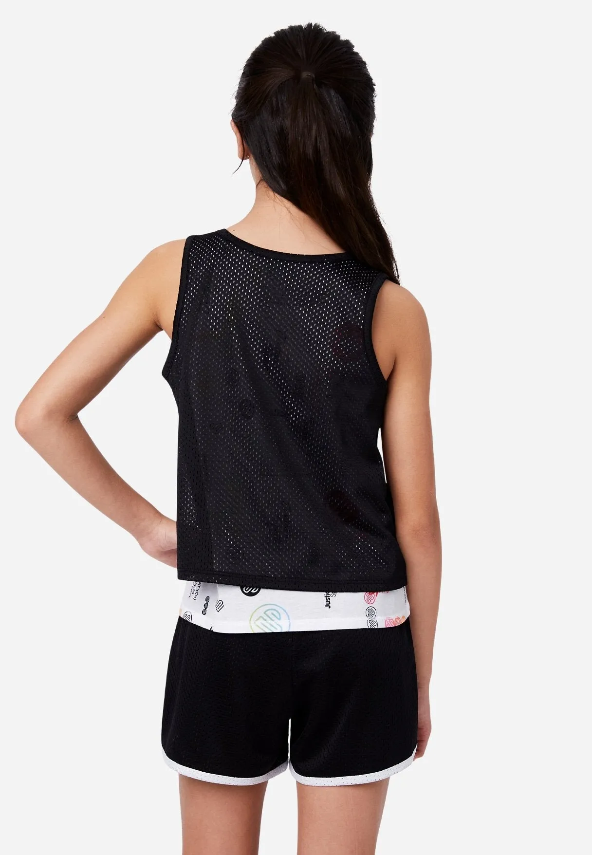 J Sport Patterned Mesh Layered Tank