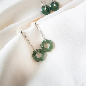 Jade Twist Drop 18K White Gold Earrings