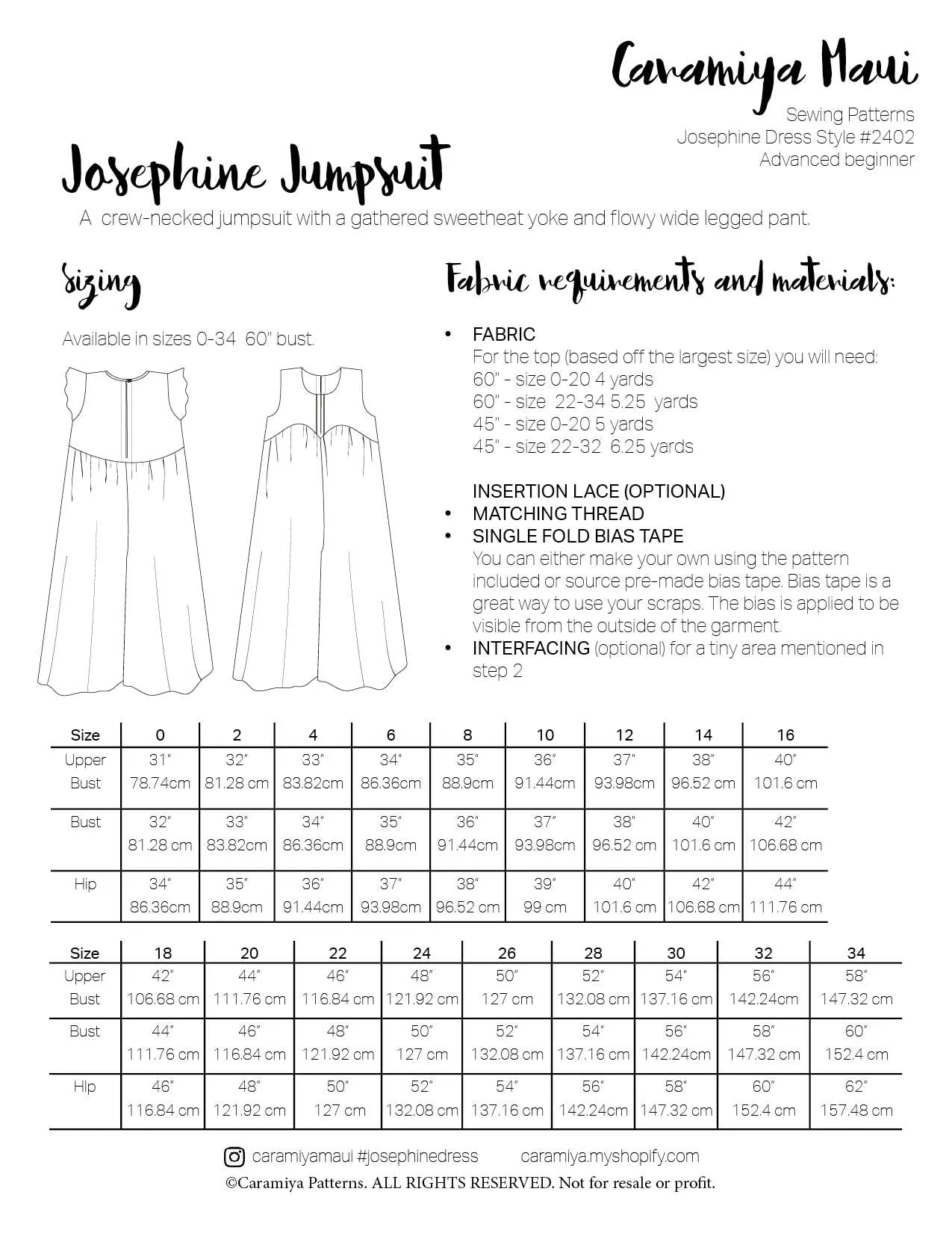 Josephine bundle dress, top, and jumpsuit patterns