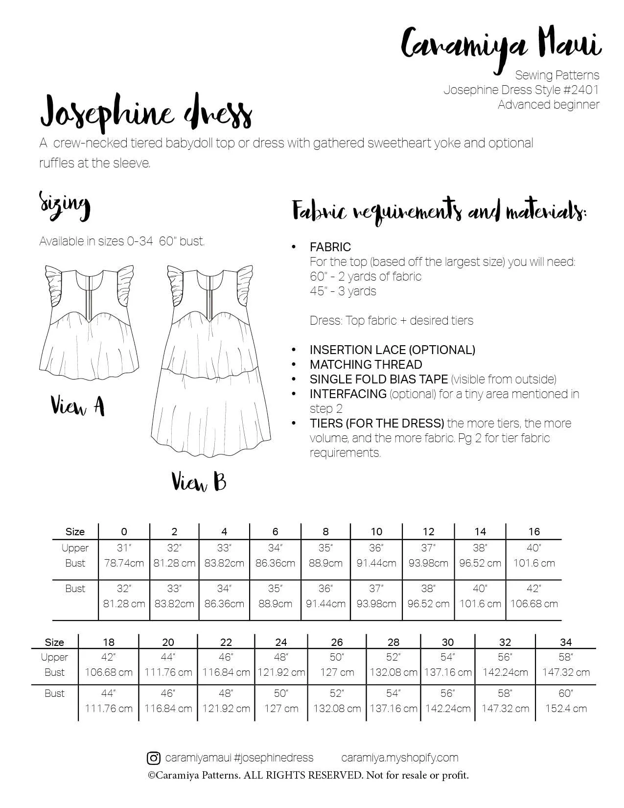 Josephine bundle dress, top, and jumpsuit patterns