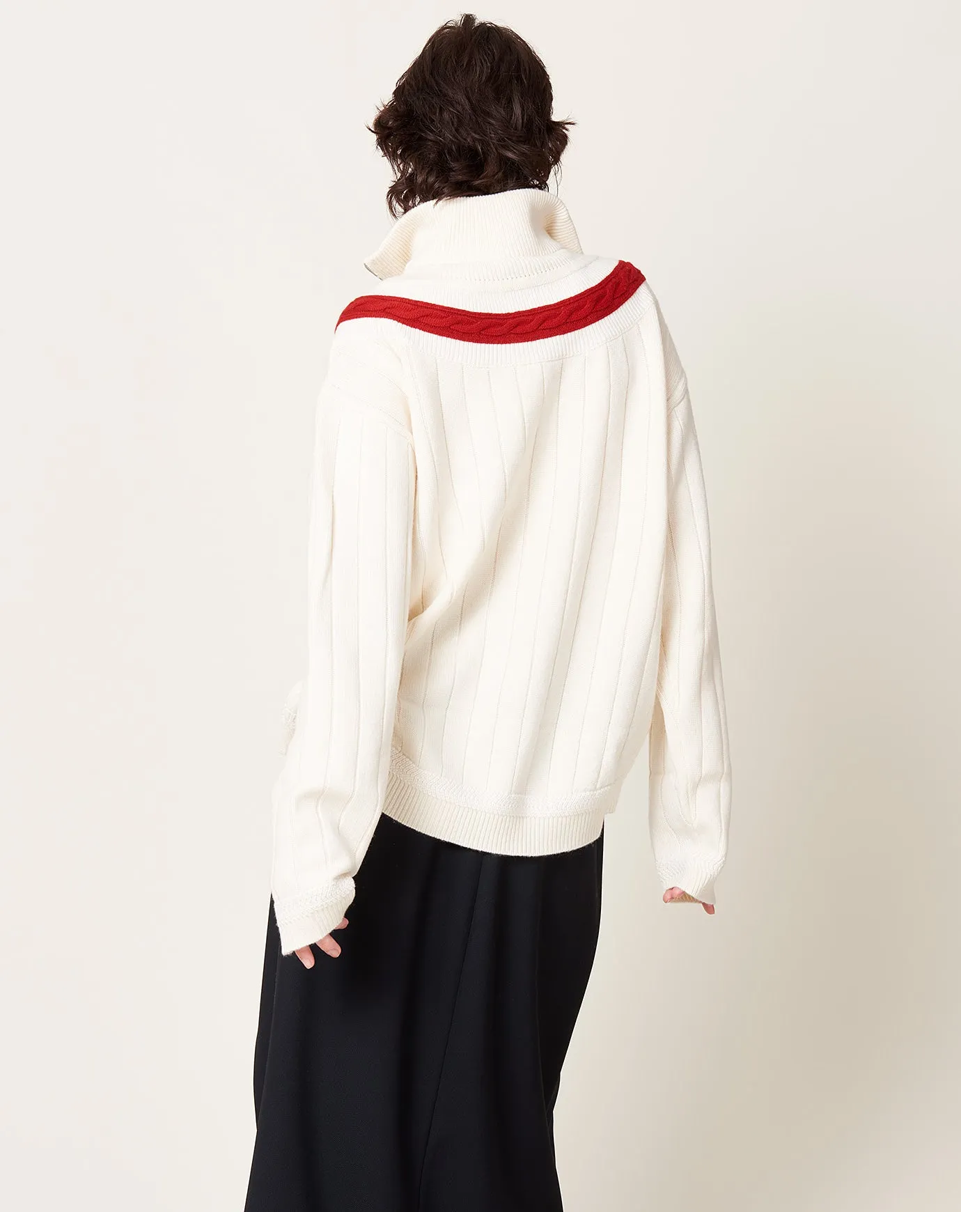 Josie Layered Sweater in Ivory & Red