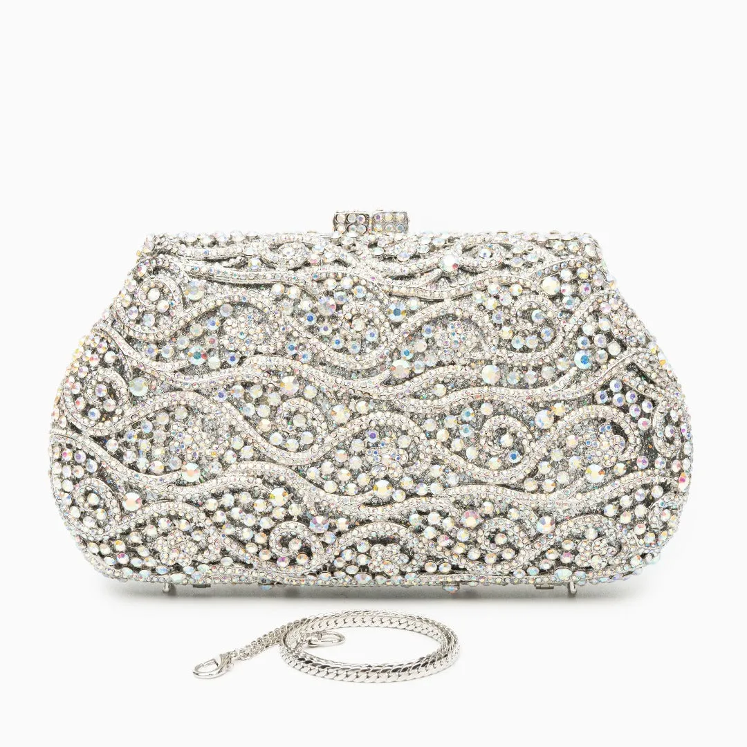 Juliet Rhinestones Clutch Bag - Silver