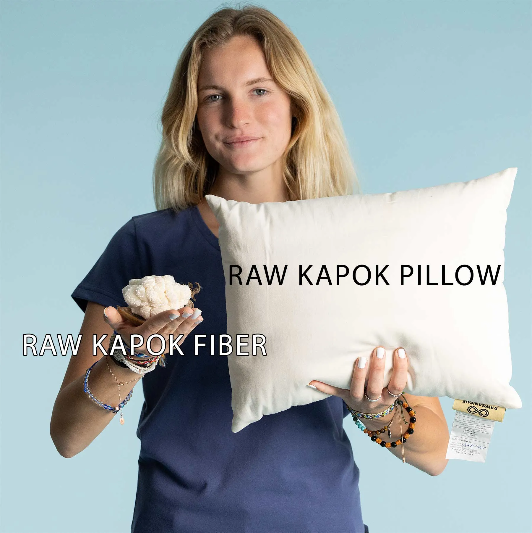 KEA LANI Vegan 100% Wild Kapok Bed Pillow (Handmade in USA)