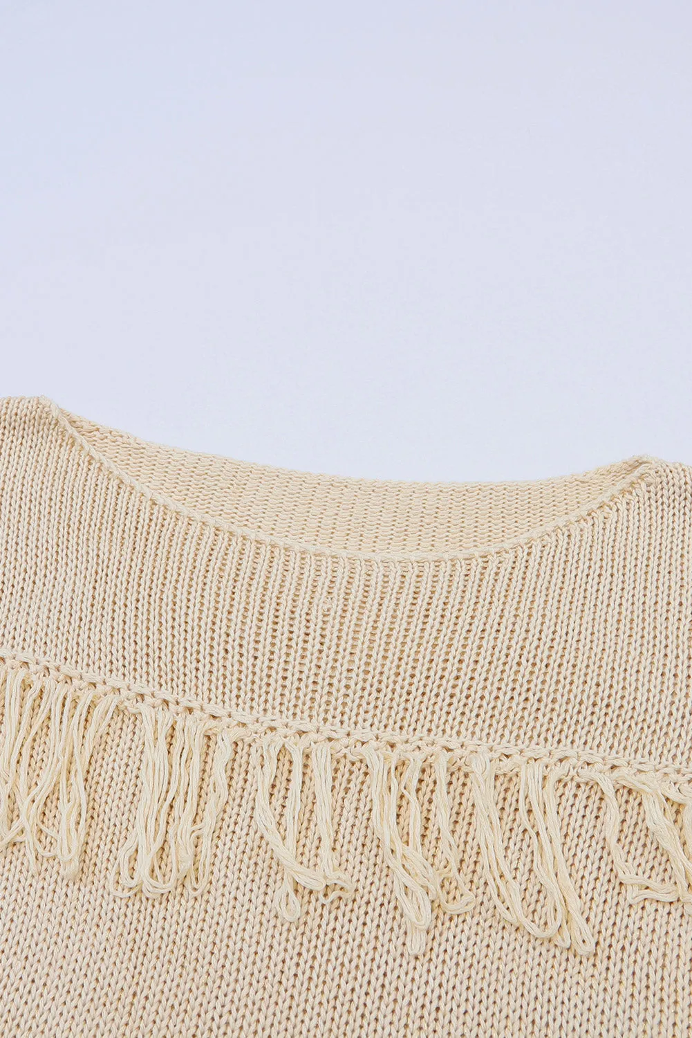 Khaki Boho Tasseled Knitted Sweater