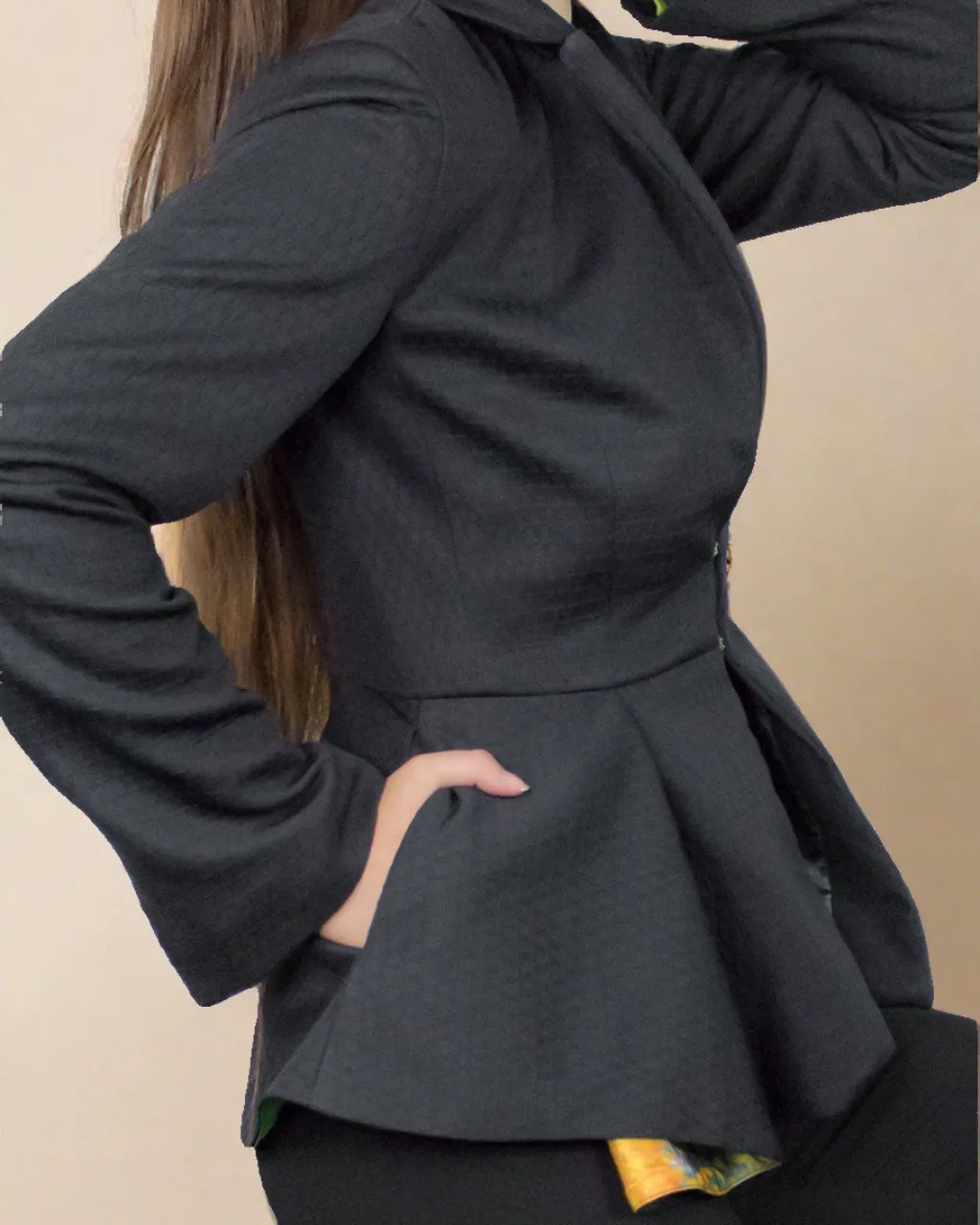 Kleitos Black Peplum Blazer