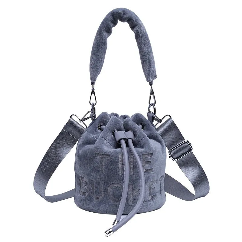 Large Winter Velvet Bucket Bag