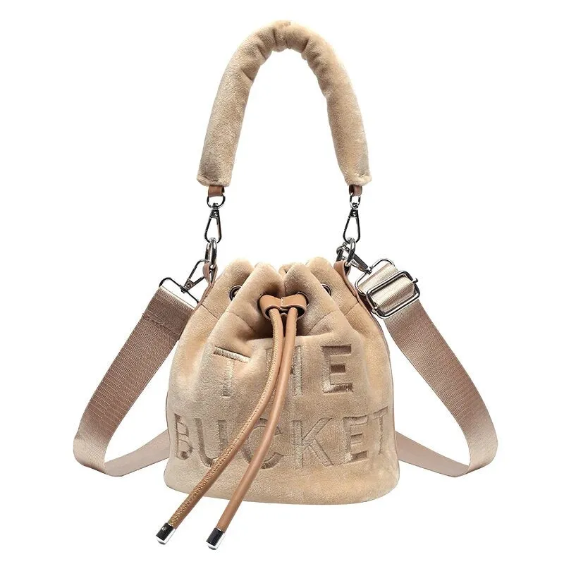 Large Winter Velvet Bucket Bag