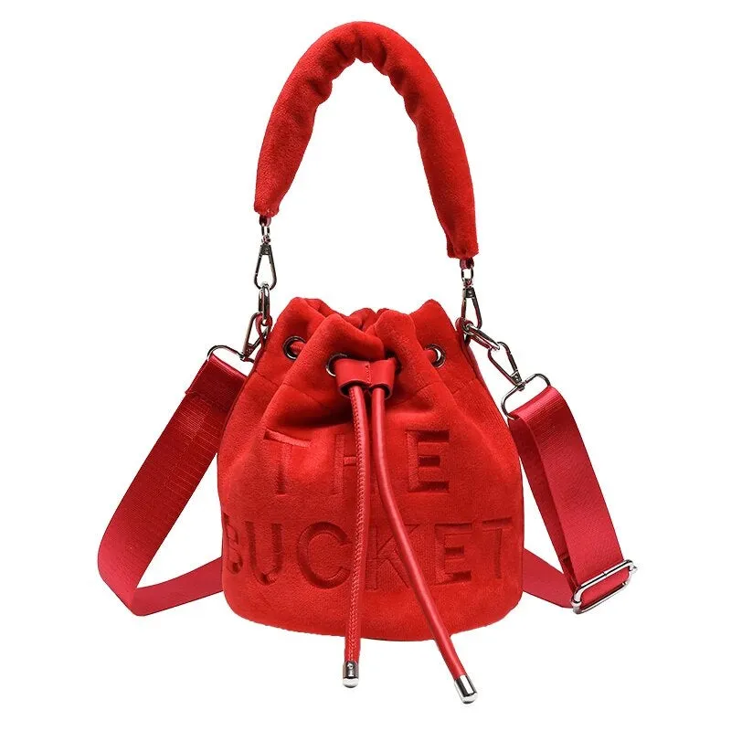 Large Winter Velvet Bucket Bag