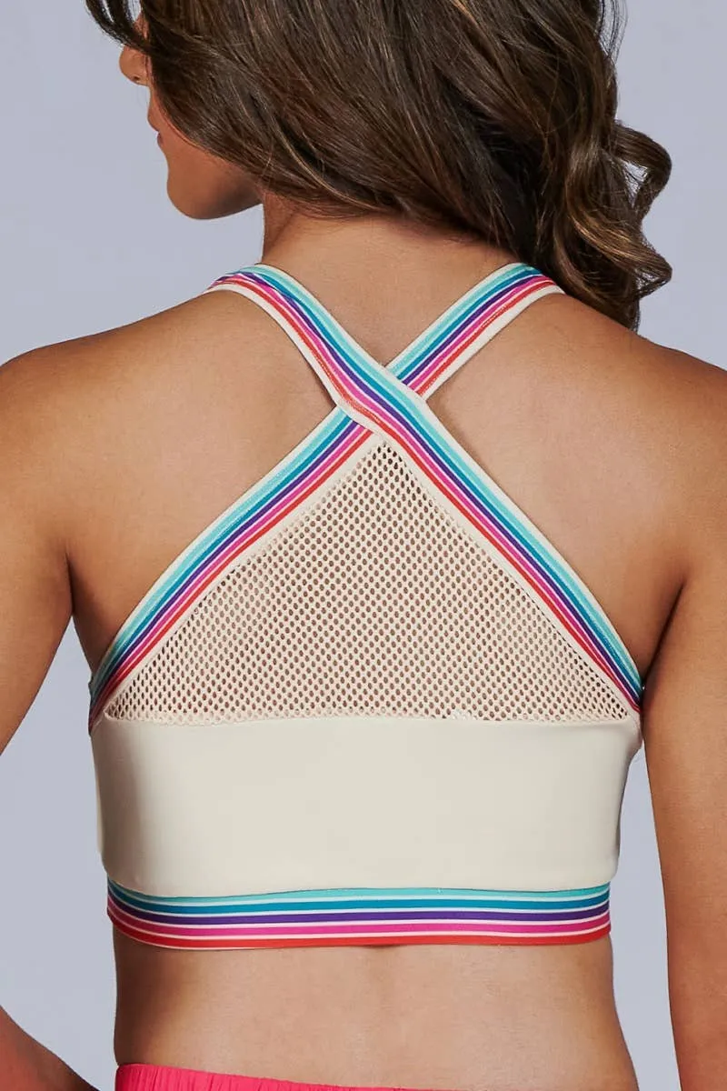 Layce Sports Bra in Cream Rainbow