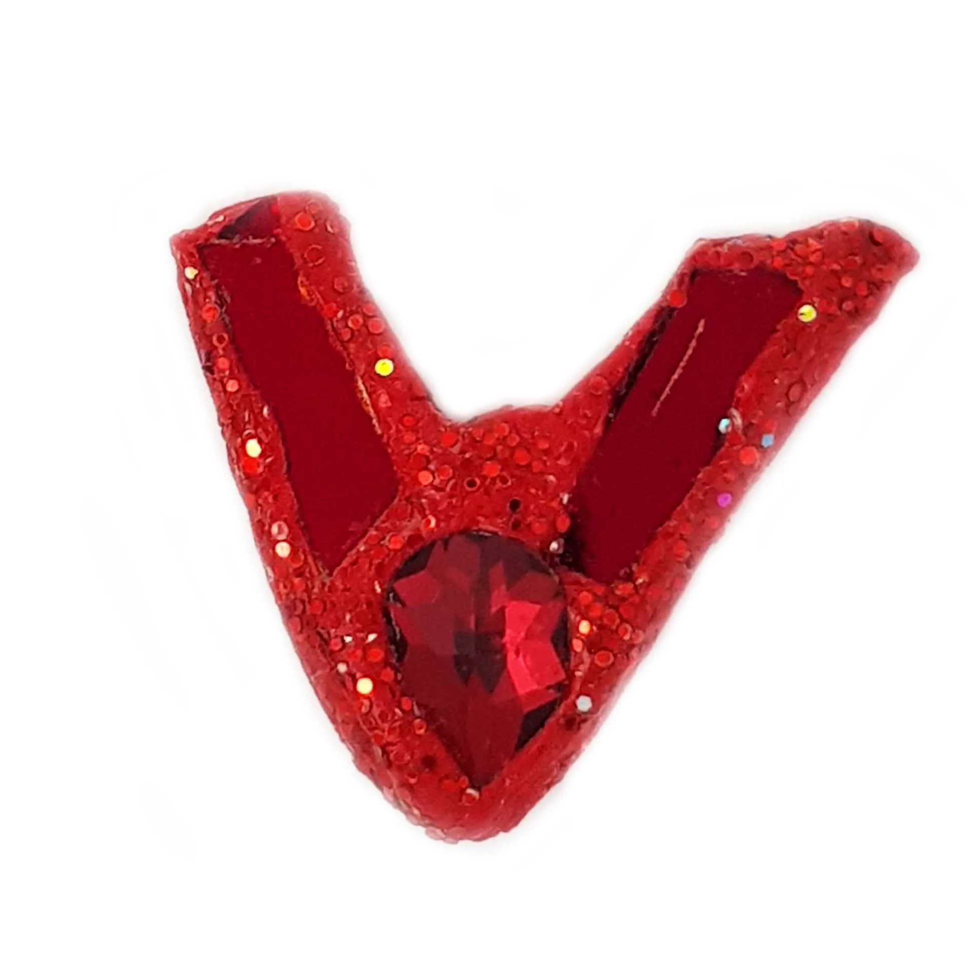 LETTER V - RED BROOCH