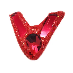 LETTER V - RED BROOCH