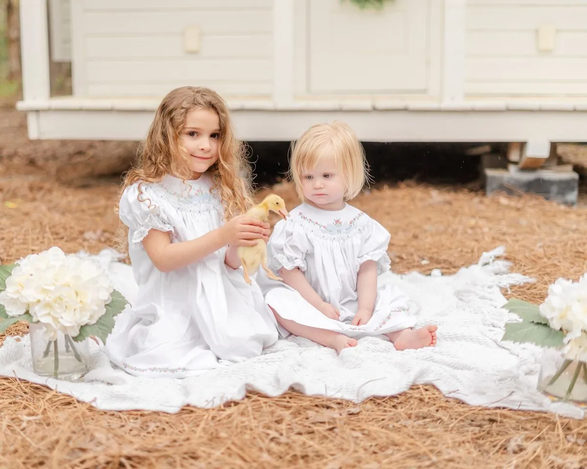 Lille Heirloom Smocked Romper with Lace