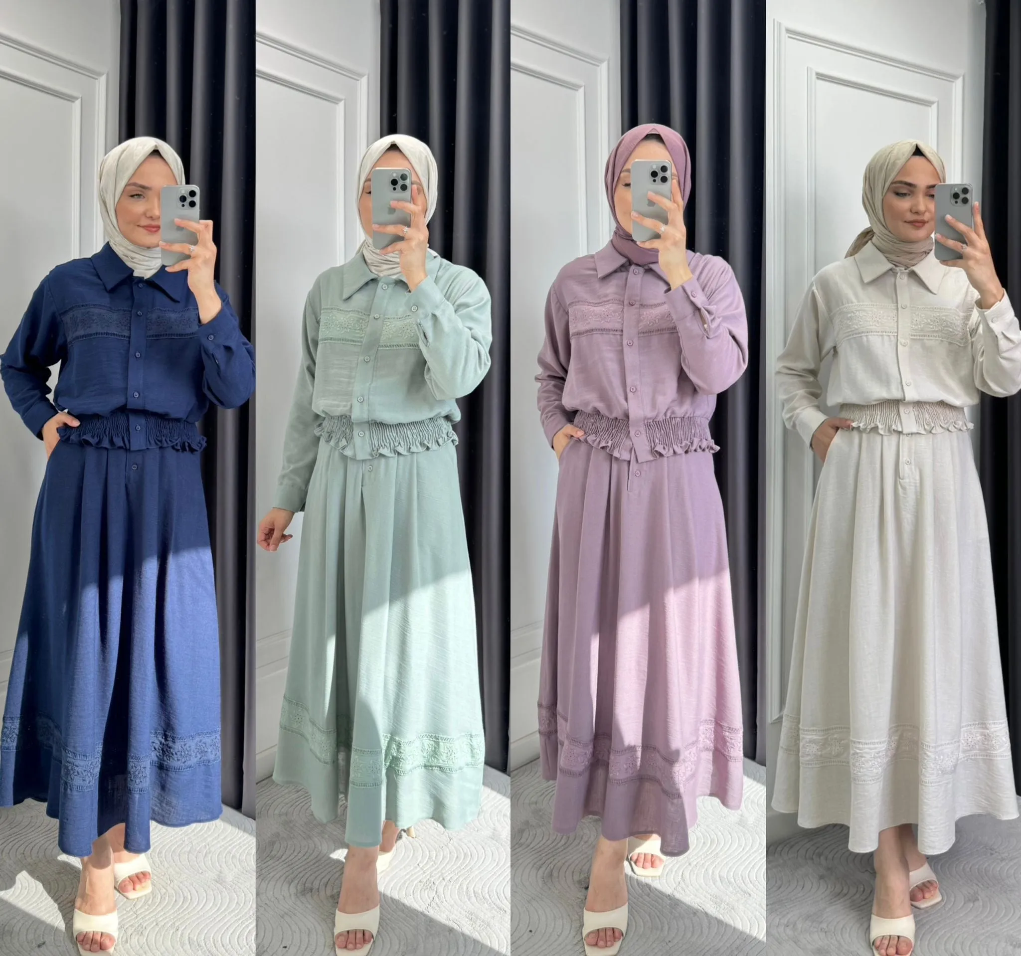 Linen 2 Pcs Skirt Suit.