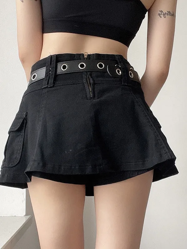 Linen Waist Graceful Dart Mini Skirt