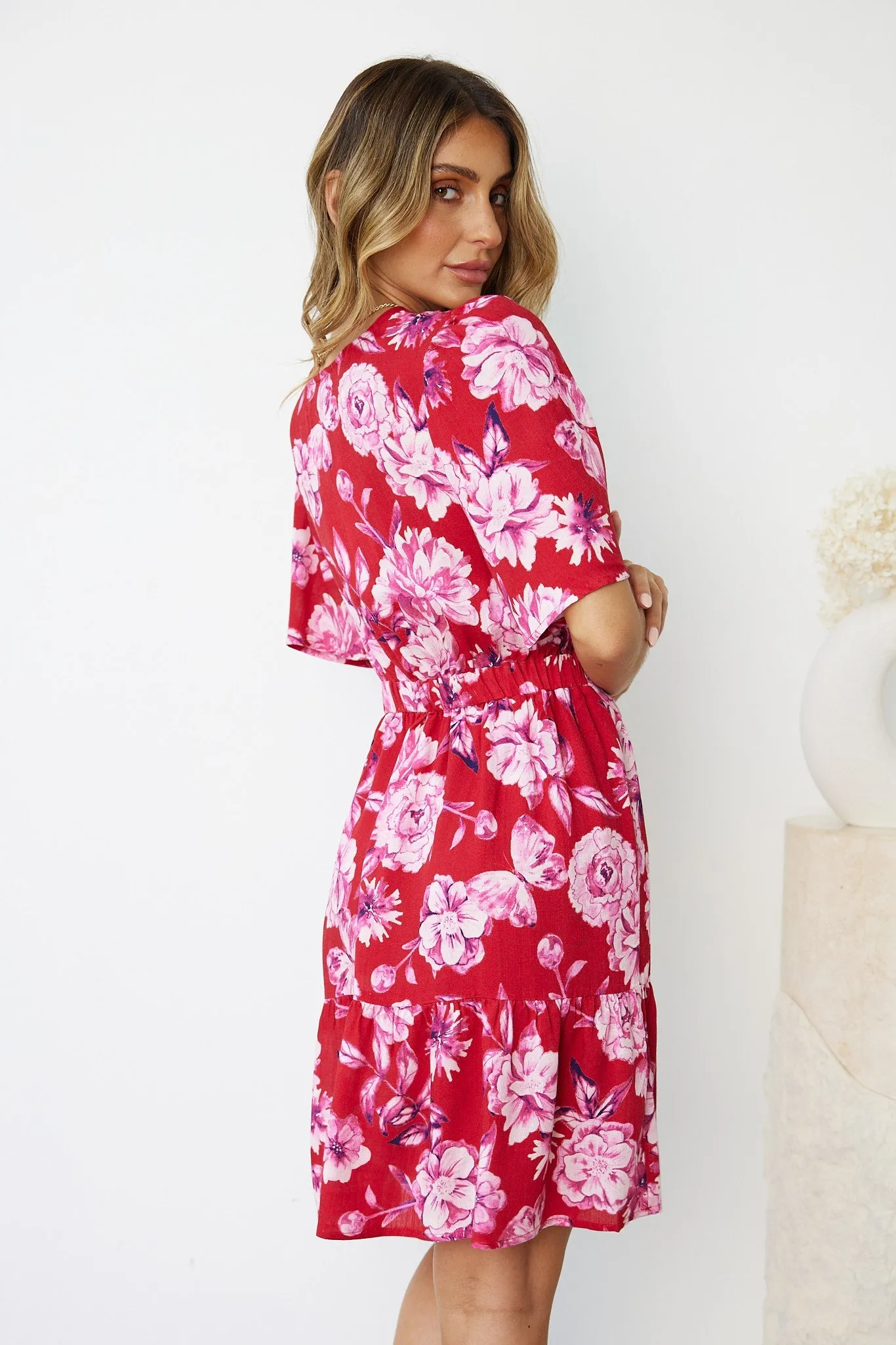 Linshay Dress - Red Floral