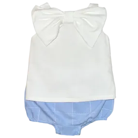 Lolli Bow Back Bloomer Set – Palmetto Bluff Blue Linen