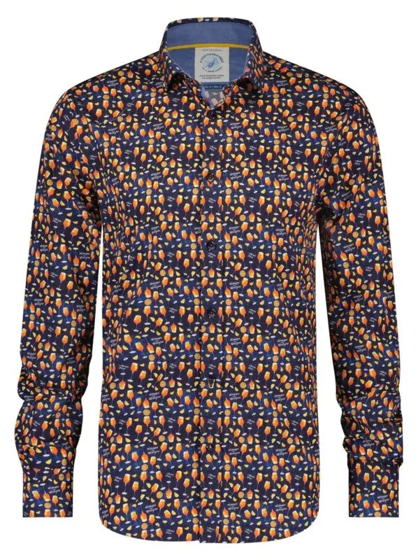 Long Sleeve Shirt - Aperol - Navy