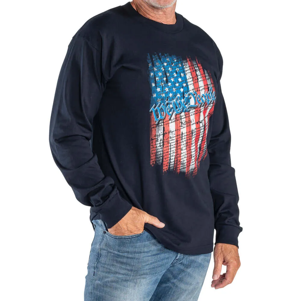 Made In USA We The People Vertical Flag Long Sleeve Tee