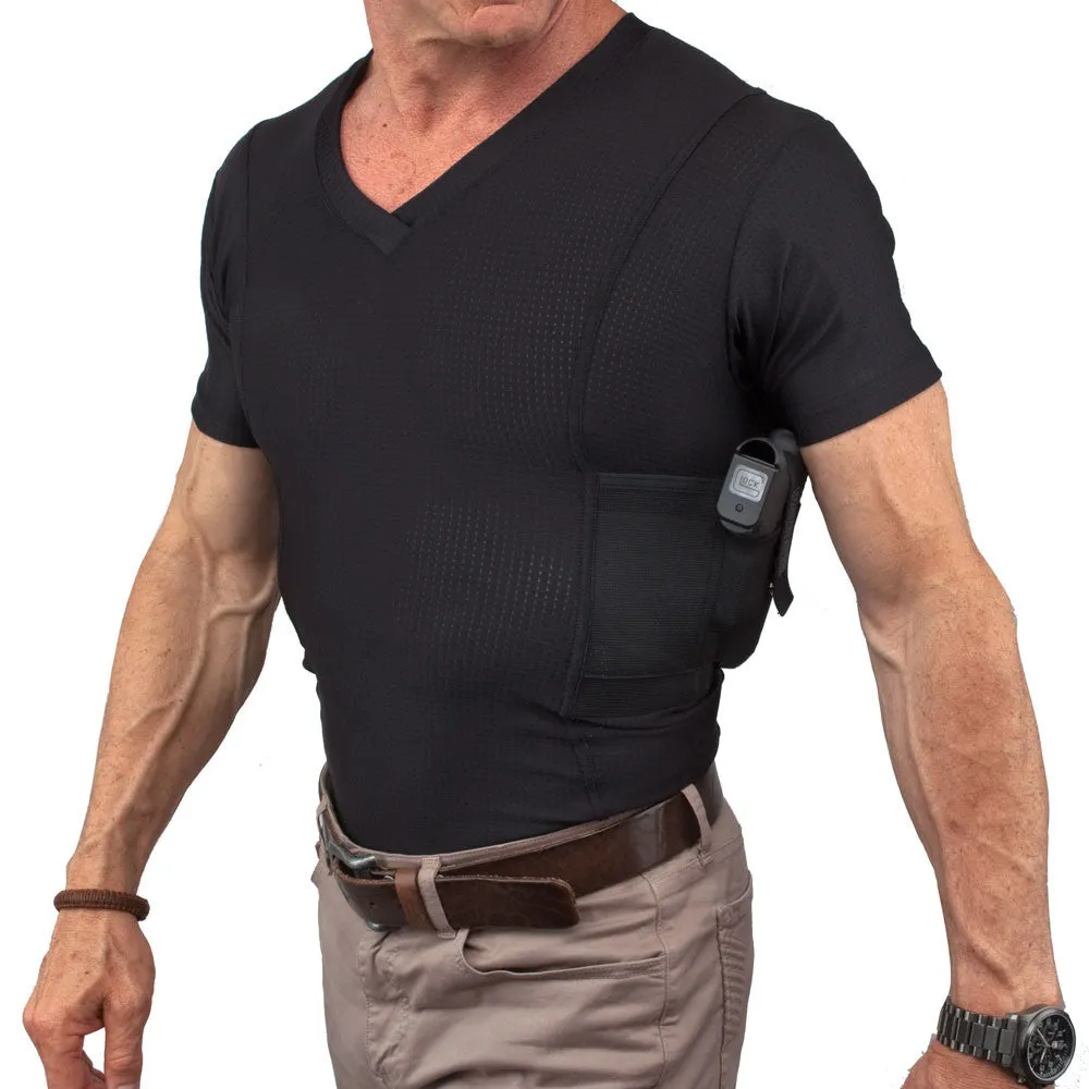 Mens Concealed Carry Coolux Mesh V-Neck Tee