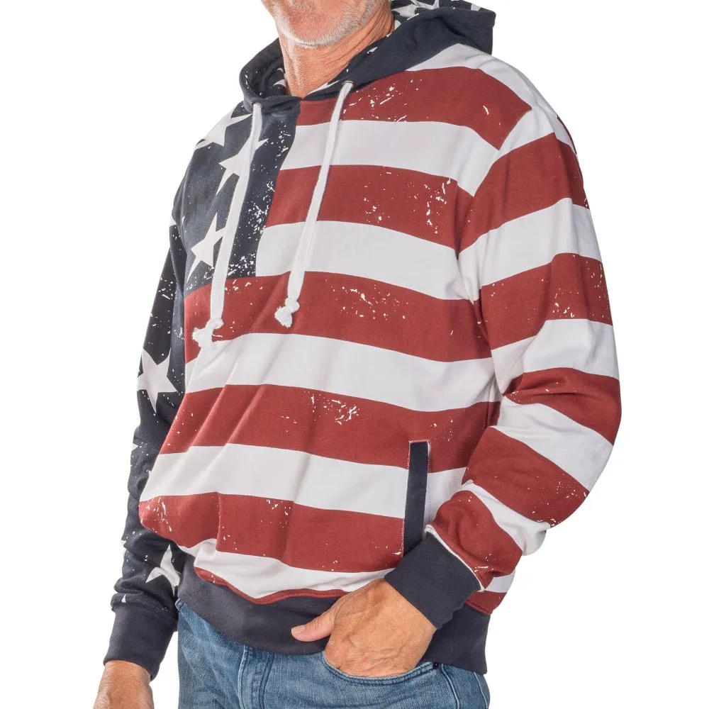 Men's Vintage American Flag Hoodie Sweatshirt