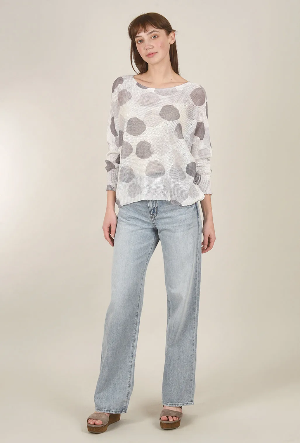 Mesh Dots Dolman Topper, Silver Combo