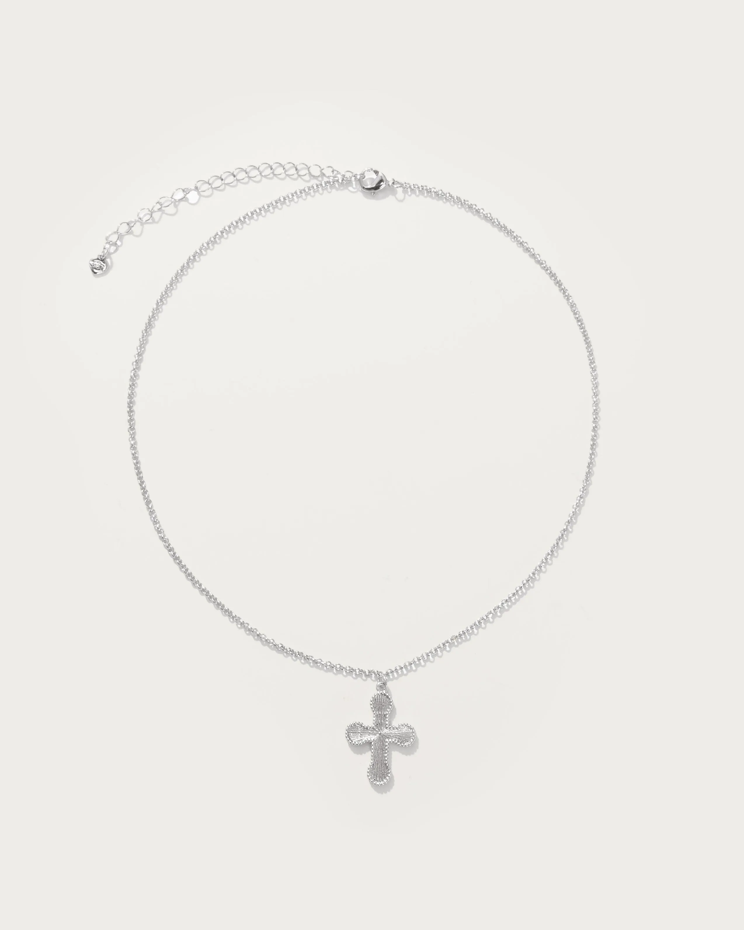 Mini Cross Pendant Necklace in Silver