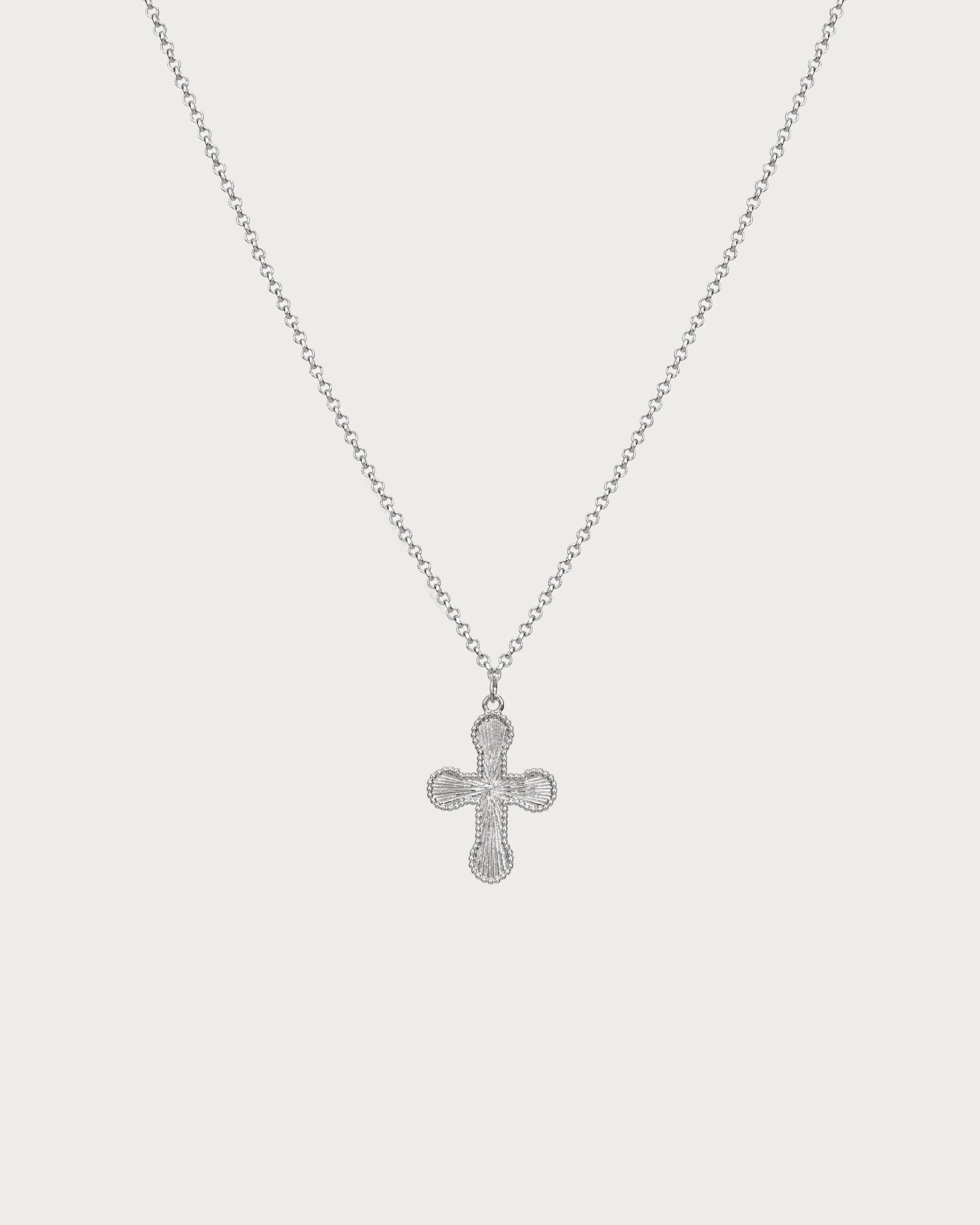 Mini Cross Pendant Necklace in Silver