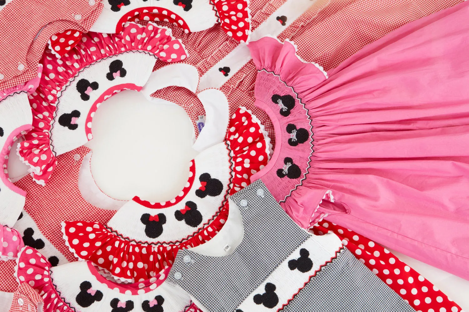 Mouse Ears Smocked Romper in Red Polka Dot