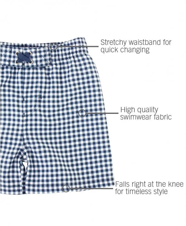 Navy Gingham Swim Trunks by RuggedButts