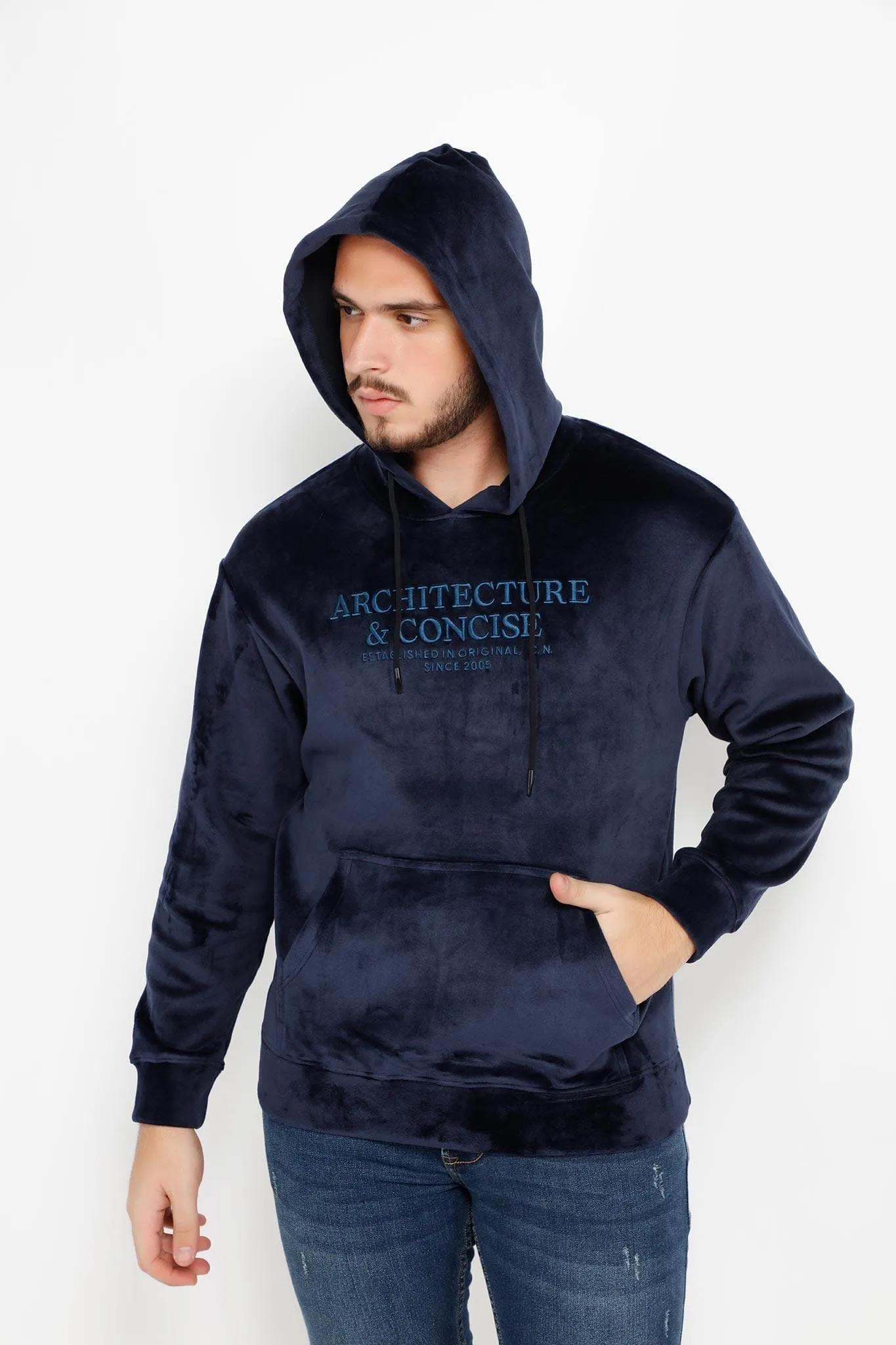 NAVY VELVET HOODIES 85020