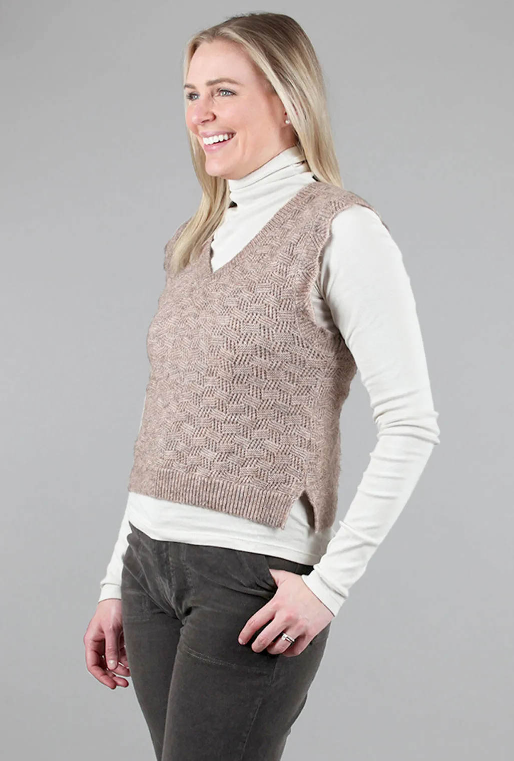 Neruda Scalloped Vest, Woodsmoke