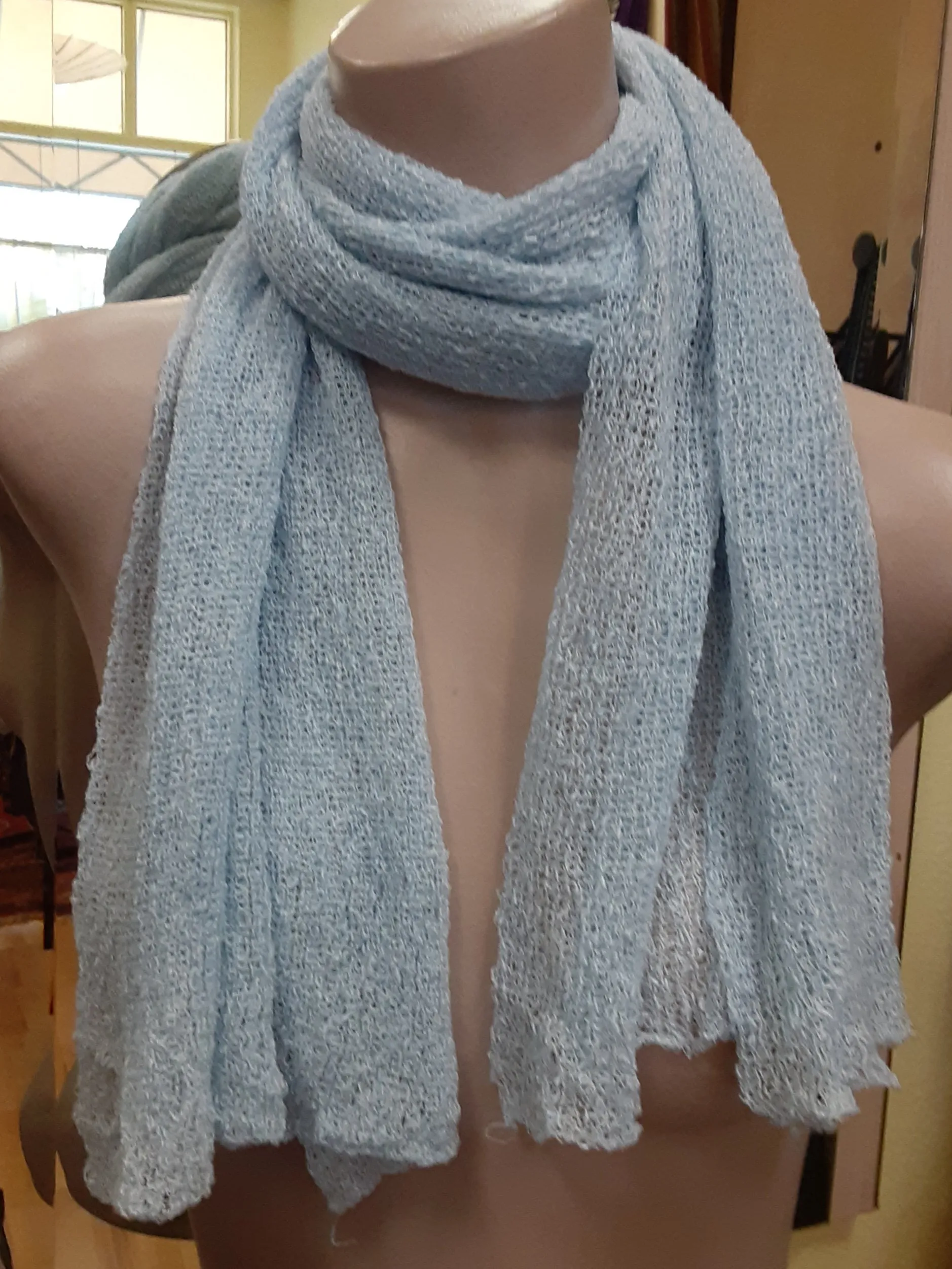 Nubby Knit Scarf - Light Blue