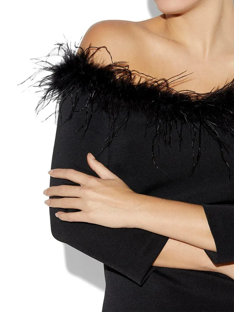 Orla Black Feather Trim Top