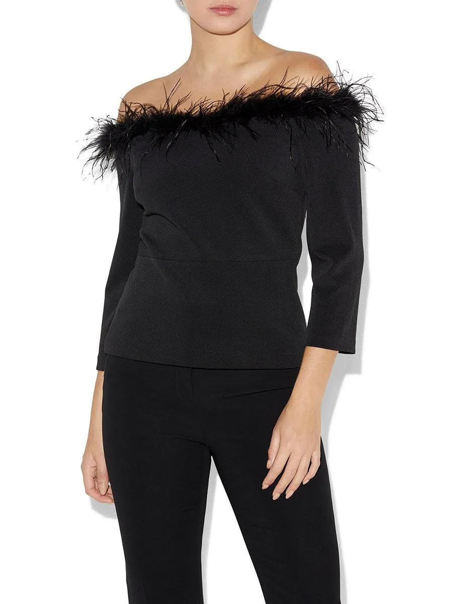 Orla Black Feather Trim Top