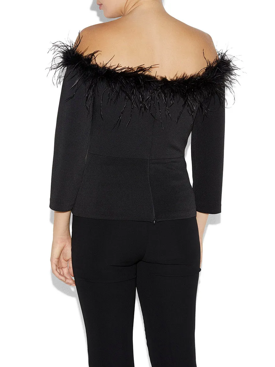 Orla Black Feather Trim Top