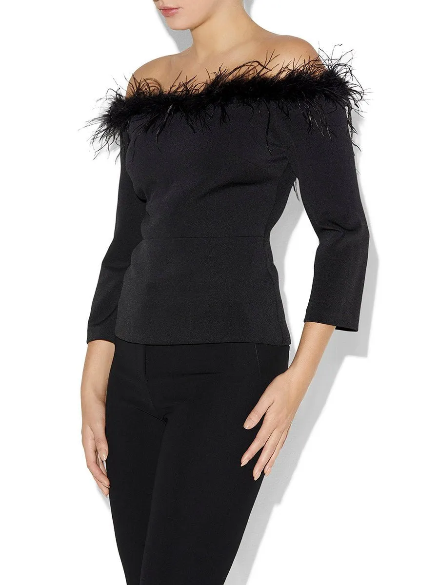 Orla Black Feather Trim Top