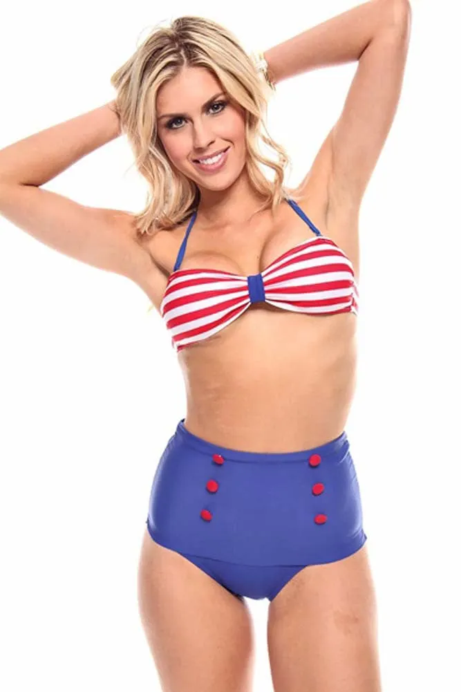 Patriotic High Waist Swimsuit Fashion Bikini