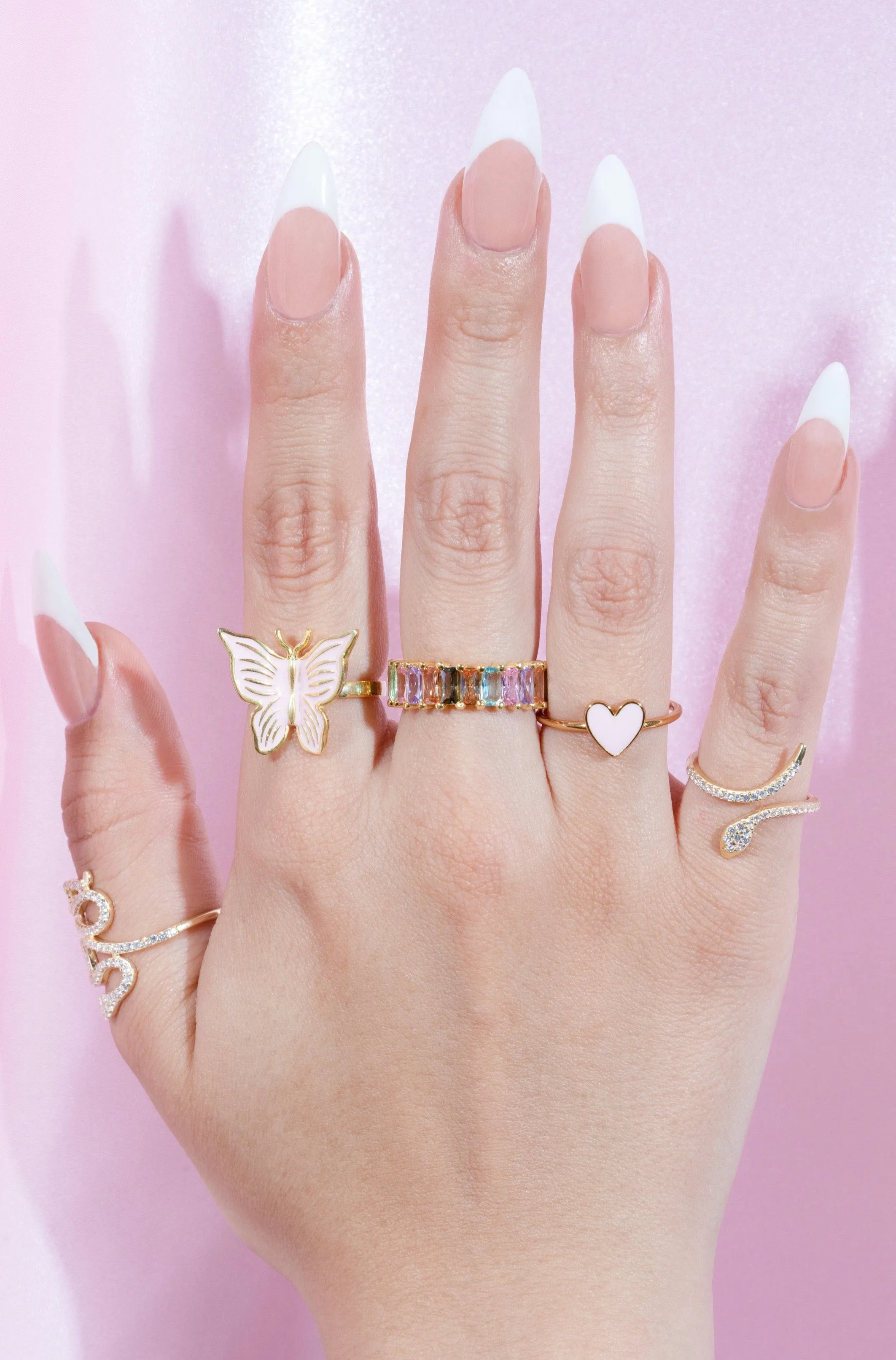 Pink Enamel Butterfly 925 Ring