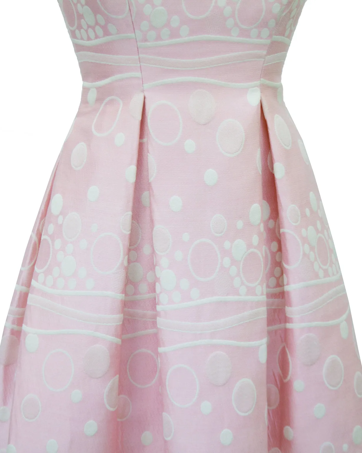 Pink Gown with White Bubble Print Brocade