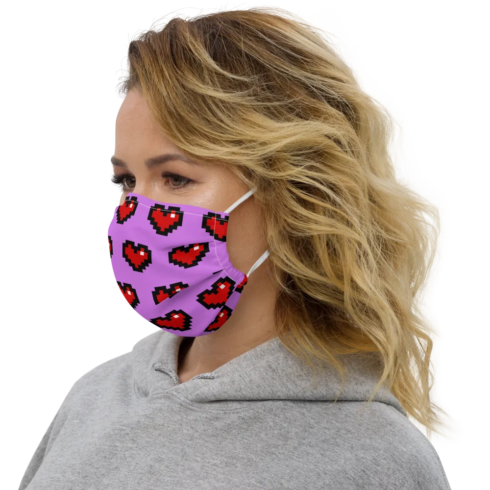 Pixel Hearts Face Mask