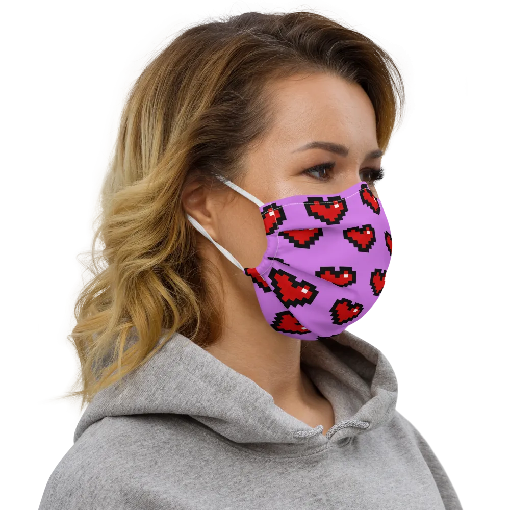 Pixel Hearts Face Mask