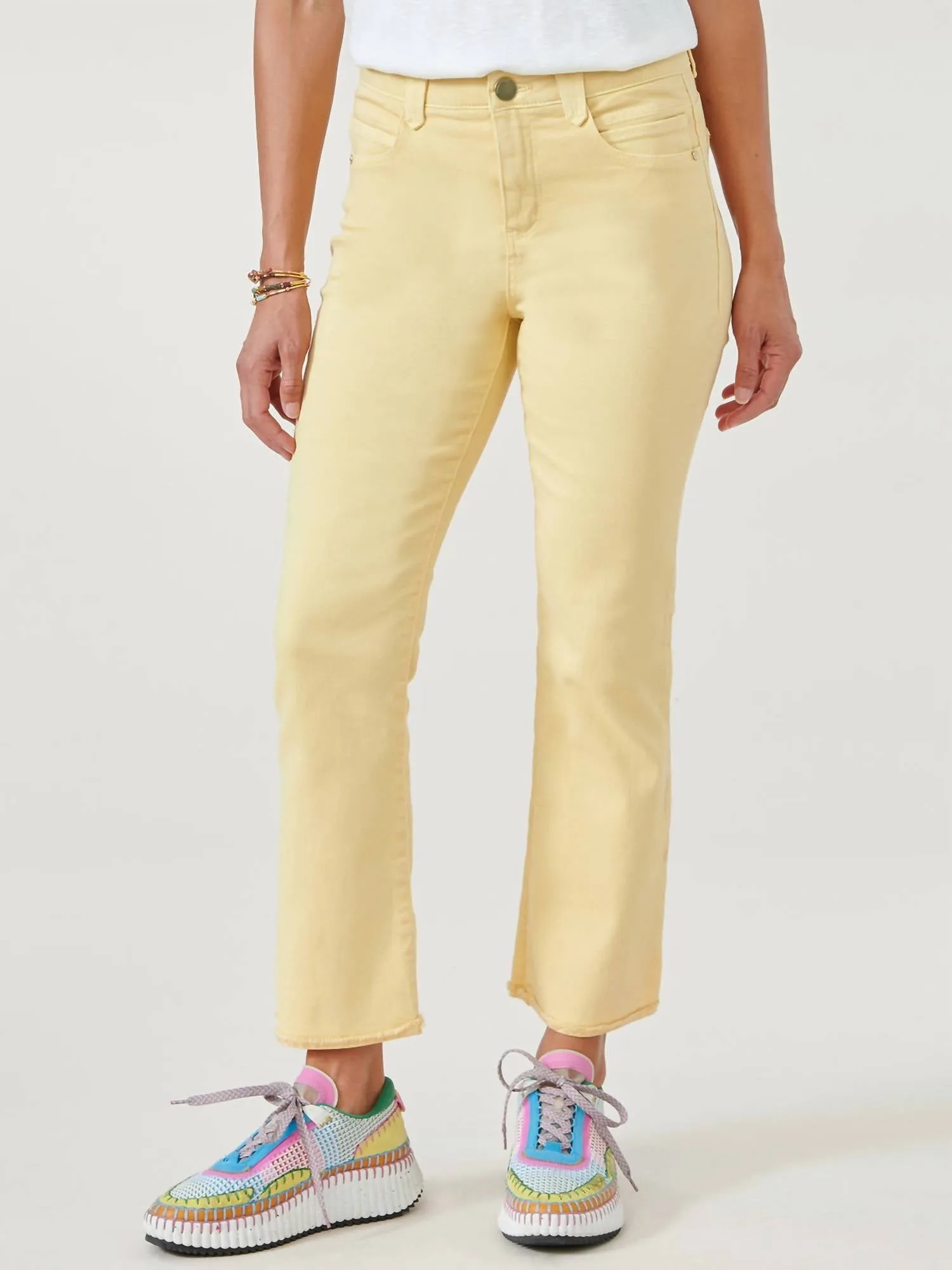 "Ab"Solution High Rise Colored Itty Bitty Flare Jean in Yellow